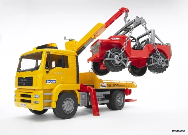 2750 Bruder MAN TGA Abschlepp-LKW Mit Geländewagen 2 2750 Bruder MAN TGA Abschlepp-LKW Mit Geländewagen - Afbeelding 2