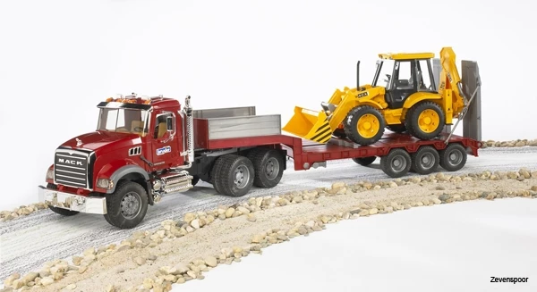 2813 Bruder MACK Granite LKW , Tieflader +Bagger 3 2813 Bruder MACK Granite LKW , Tieflader +Bagger - Afbeelding 3