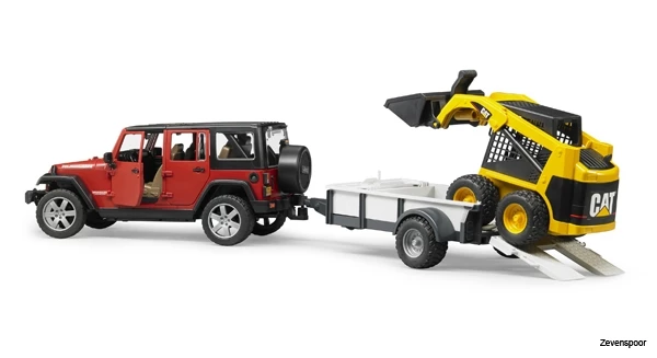 2925 Bruder JEEP Wrangler UR Mit Anhänger Und CAT Kompaktlader 2 2925 Bruder JEEP Wrangler UR Mit Anhänger Und CAT Kompaktlader - Afbeelding 2