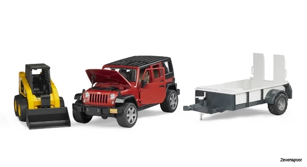 2925 Bruder JEEP Wrangler UR Mit Anhänger Und CAT Kompaktlader 3 2925 Bruder JEEP Wrangler UR Mit Anhänger Und CAT Kompaktlader - Afbeelding 3