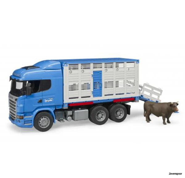 3549 Bruder Scania R-Serie Tiertransporter-LKW+Rind 1 3549 Bruder Scania R-Serie Tiertransporter-LKW+Rind