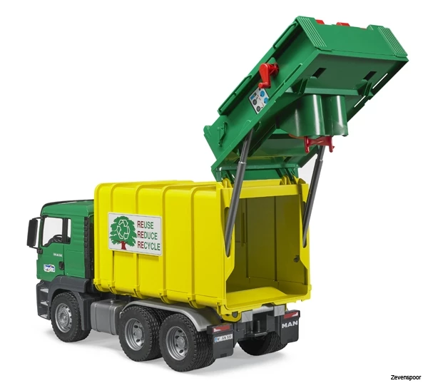 3764 Bruder MAN TGS Müll-LKW Hecklader Grün/gelb 7 3764 Bruder MAN TGS Müll-LKW Hecklader Grün/gelb - Afbeelding 7