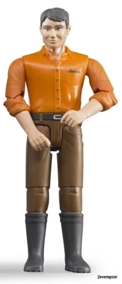 60007 Bruder Bworld Mann, Heller Hauttyp, Braune Hose