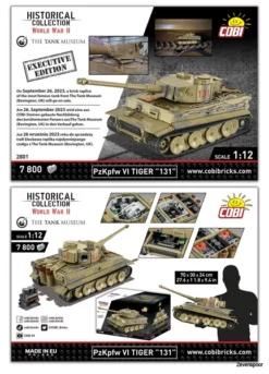 2801 Cobi Bouw Sets TIGER I No 131 Scale 1:12 The Tank Museum EXECUTIVE EDITION 7800 PCS HC WWII -Modelfiguren Verkoop 2024 CO2801 4