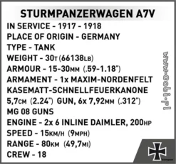 2989 Cobi GREAT WAR STURMPANZERWAGEN A7V 19 2989 Cobi GREAT WAR STURMPANZERWAGEN A7V -Modelfiguren Verkoop 2024 CO2989 8