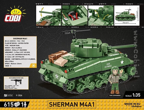 3044 Cobi Bouw Sets Sherman M4A1 2 3044 Cobi Bouw Sets Sherman M4A1 - Afbeelding 2